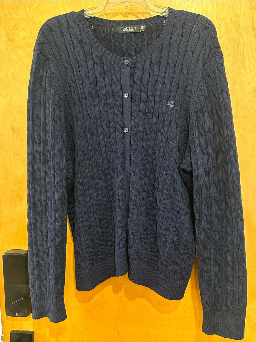 Ralph Lauren Navy Cable-Knit Cotton Cardigan Shell Set